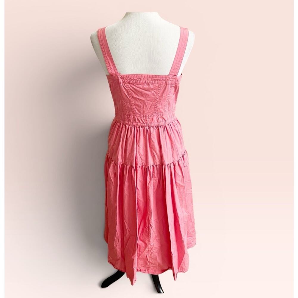 Banana Republic Cinched Waist Midi Tank Sundress Pink Size 6 Button Front Tiered - Picture 3 of 10